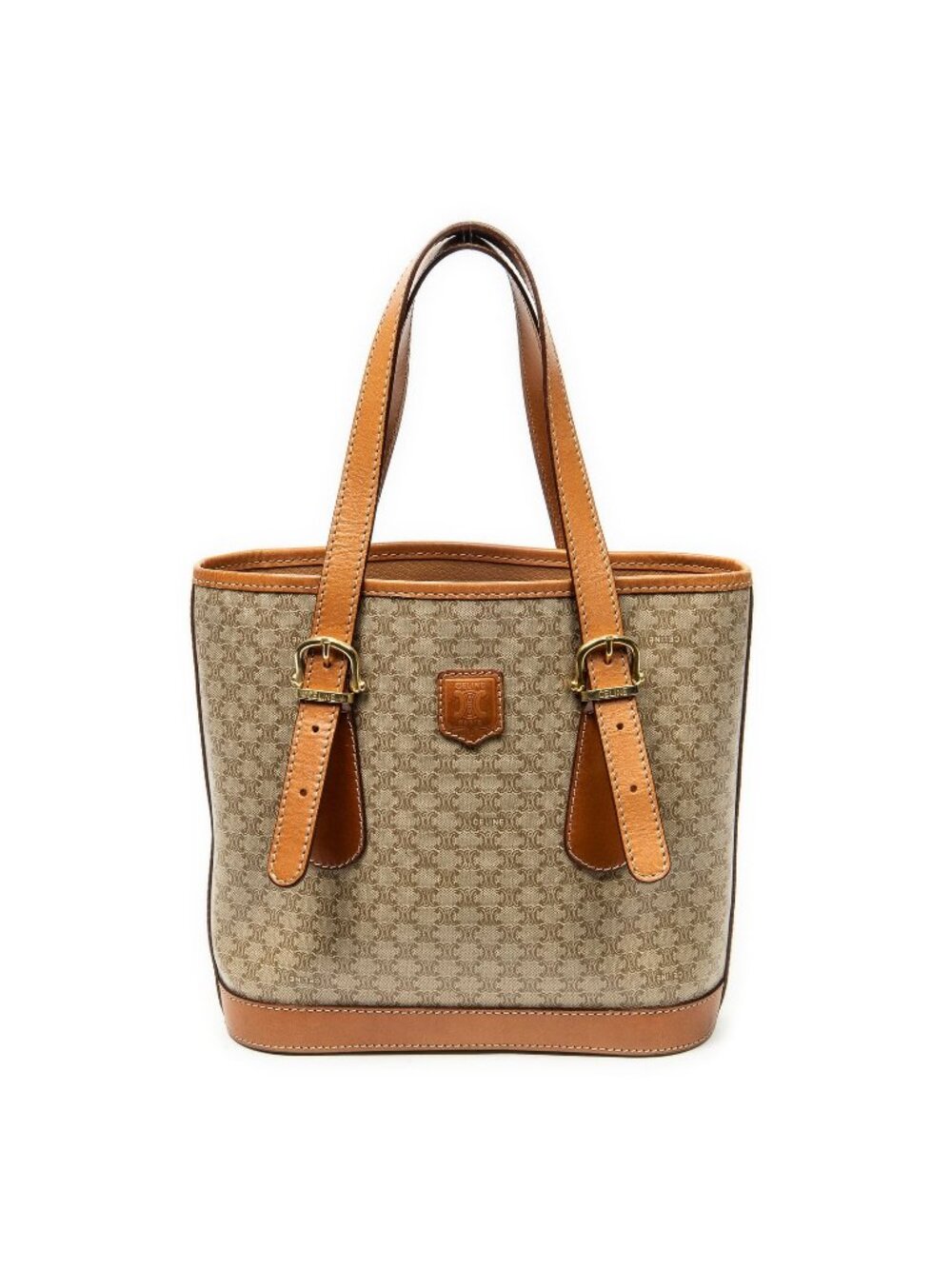 Celine Vintage Small Open Tote Beige Tan Macadam Canvas